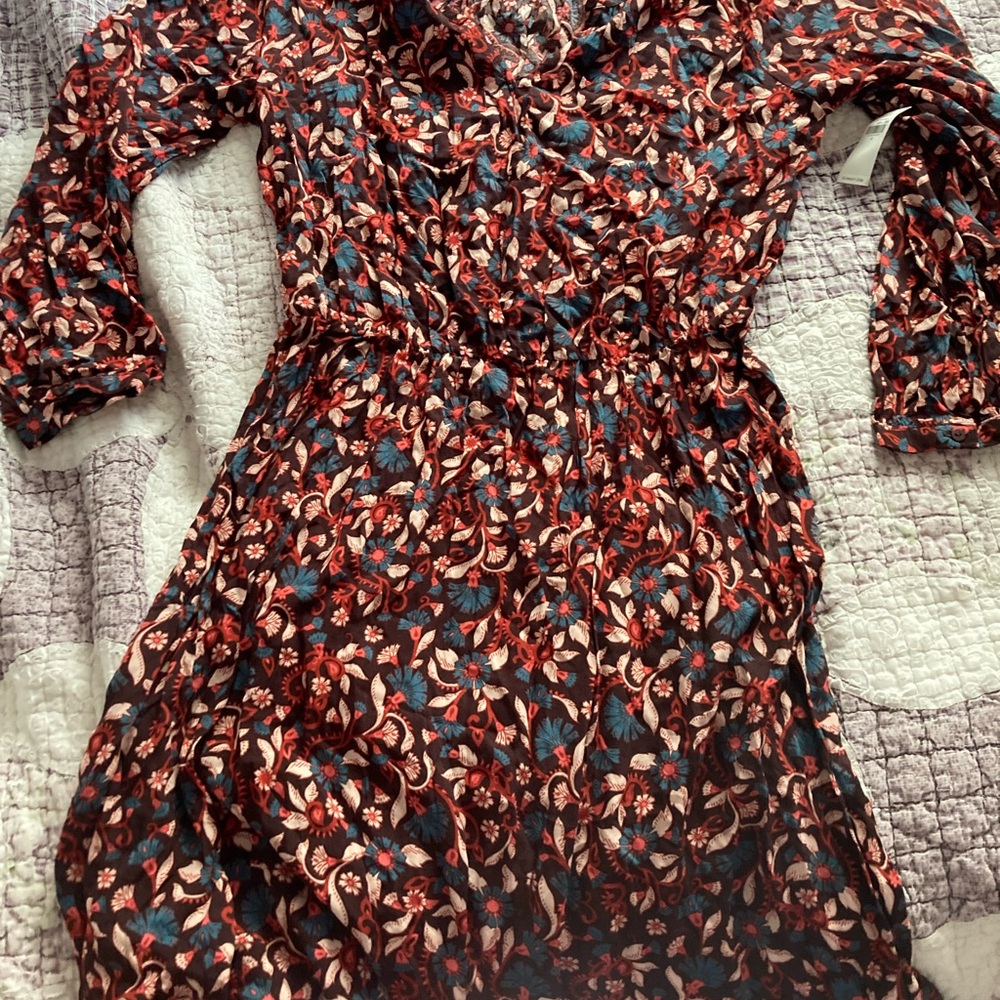 Old Navy Red and Blue Floral Maxi Dress